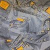 Loneta Estampada Jeans Azules y Amarillo