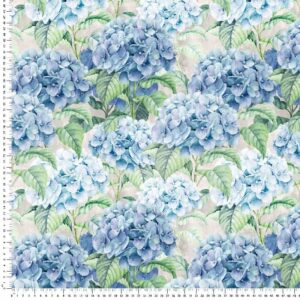 Loneta Flor Hortensia Azul